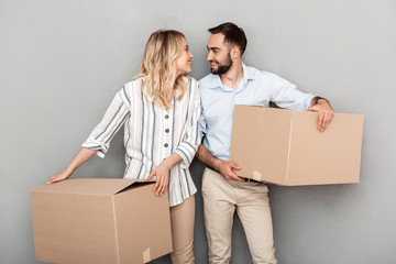 Sticker - Attractive young couple standing isolated