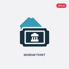 two color museum ticket vector icon from museum concept. isolated blue museum ticket vector sign sym