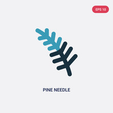 Two Color Pine Needle Vector Icon From Nature Concept. Isolated Blue Pine Needle Vector Sign Symbol Can Be Use For Web, Mobile And Logo. Eps 10