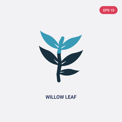 Wall Mural - two color willow leaf vector icon from nature concept. isolated blue willow leaf vector sign symbol can be use for web, mobile and logo. eps 10