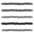 Hatching pencil stroke lines, set of black pen strokes isolated on white background