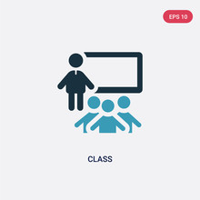 Two Color Class Vector Icon From People Concept. Isolated Blue Class Vector Sign Symbol Can Be Use For Web, Mobile And Logo. Eps 10