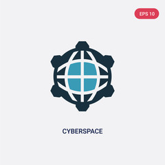 two color cyberspace vector icon from programming concept. isolated blue cyberspace vector sign symbol can be use for web, mobile and logo. eps 10