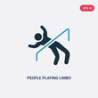 two color people playing limbo vector icon from recreational games concept. isolated blue people playing limbo vector sign symbol can be use for web, mobile and logo. eps 10