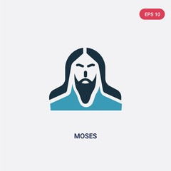 two color moses vector icon from religion concept. isolated blue moses vector sign symbol can be use for web, mobile and logo. eps 10