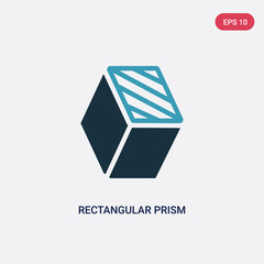 two color rectangular prism vector icon from shapes concept. isolated blue rectangular prism vector sign symbol can be use for web, mobile and logo. eps 10