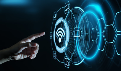 Wall Mural - wireless wifi network signal technology internet concept