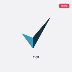 two color tick vector icon from signs concept. isolated blue tick vector sign symbol can be use for 