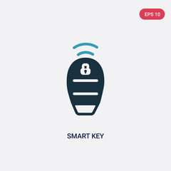 two color smart key vector icon from smart house concept. isolated blue smart key vector sign symbol can be use for web, mobile and logo. eps 10