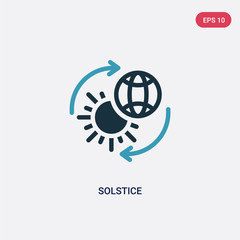 two color solstice vector icon from summer concept. isolated blue solstice vector sign symbol can be use for web, mobile and logo. eps 10