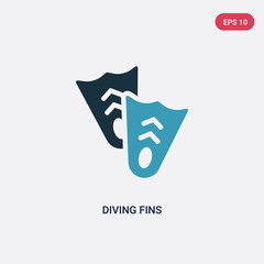 two color diving fins vector icon from summer concept. isolated blue diving fins vector sign symbol can be use for web, mobile and logo. eps 10