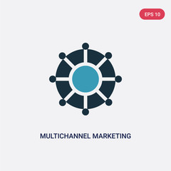 Wall Mural - two color multichannel marketing vector icon from technology concept. isolated blue multichannel marketing vector sign symbol can be use for web, mobile and logo. eps 10