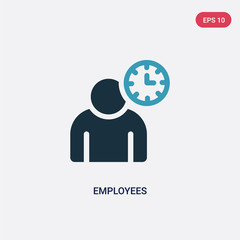 Wall Mural - two color employees vector icon from time management concept. isolated blue employees vector sign symbol can be use for web, mobile and logo. eps 10