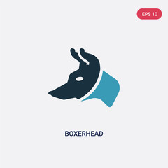 two color boxerhead vector icon from animals concept. isolated blue boxerhead vector sign symbol can be use for web, mobile and logo. eps 10