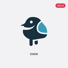 Two Color Chick Vector Icon From Animals Concept. Isolated Blue Chick Vector Sign Symbol Can Be Use For Web, Mobile And Logo. Eps 10