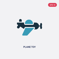 two color plane toy vector icon from toys concept. isolated blue plane toy vector sign symbol can be use for web, mobile and logo. eps 10