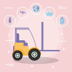 Poster - forklift with delivery service icons