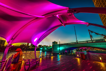 Wall Mural - Colorful night in Tampa Riverwalk