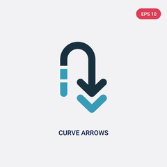 Wall Mural - two color curve arrows vector icon from user interface concept. isolated blue curve arrows vector sign symbol can be use for web, mobile and logo. eps 10