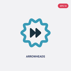 Wall Mural - two color arrowheads vector icon from user interface concept. isolated blue arrowheads vector sign symbol can be use for web, mobile and logo. eps 10