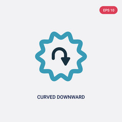 Wall Mural - two color curved downward arrow vector icon from user interface concept. isolated blue curved downward arrow vector sign symbol can be use for web, mobile and logo. eps 10