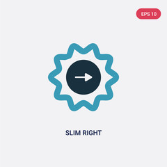 two color slim right vector icon from user interface concept. isolated blue slim right vector sign symbol can be use for web, mobile and logo. eps 10