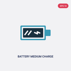 two color battery medium charge vector icon from user interface concept. isolated blue battery medium charge vector sign symbol can be use for web, mobile and logo. eps 10