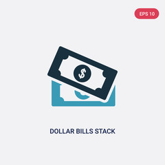 two color dollar bills stack vector icon from user interface concept. isolated blue dollar bills stack vector sign symbol can be use for web, mobile and logo. eps 10