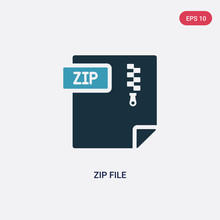Two Color Zip File Vector Icon From User Interface Concept. Isolated Blue Zip File Vector Sign Symbol Can Be Use For Web, Mobile And Logo. Eps 10