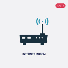 two color internet modem vector icon from user interface concept. isolated blue internet modem vector sign symbol can be use for web, mobile and logo. eps 10