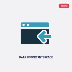 Wall Mural - two color data import interface vector icon from user interface concept. isolated blue data import interface vector sign symbol can be use for web, mobile and logo. eps 10