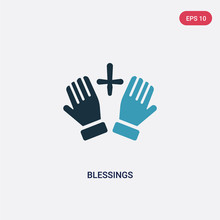 Two Color Blessings Vector Icon From United States Of America Concept. Isolated Blue Blessings Vector Sign Symbol Can Be Use For Web, Mobile And Logo. Eps 10