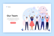 Group Of People Making High Hands, Business Team Concept Illustration, Perfect For Web Design, Banner, Mobile App, Landing Page, Vector Flat Design