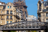 Fototapeta Boho - Paris. Metro bridge on the background of the Eiffel Tower.