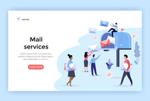 Mail Service And Correspondence Delivery Concept Illustration, Perfect For Web Design, Banner, Mobile App, Landing Page, Vector Flat Design