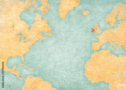 Fotomural Map of North Atlantic Ocean - Ireland
