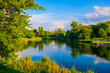 Warsaw, Poland - Panoramic view of the Szczesliwicki Park - one of the largest public parks in Warsaw - in the western part of the Ochota district
