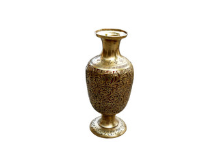  Photo of a bronze, old vase isolated on a white background