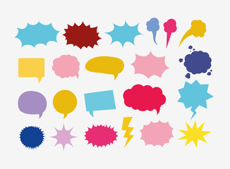 Wall Mural - set of speech bubbles pop art styles vector illustration