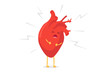 © Azat Valeev - Cartoon heart character unhealthy sick emoji pain emotion. Vector circulatory organ with lightning bolts heart attack concept illustration