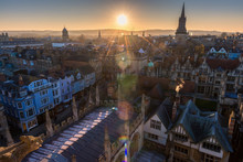 Oxford City Aerial View During Sunset