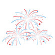 Exploding fireworks in national American colors. Vector