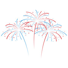 Exploding Fireworks In National American Colors. Vector