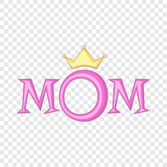Wall Mural - Lettering Mom with crown icon. Cartoon illustration of lettering Mom with crown vector icon for web