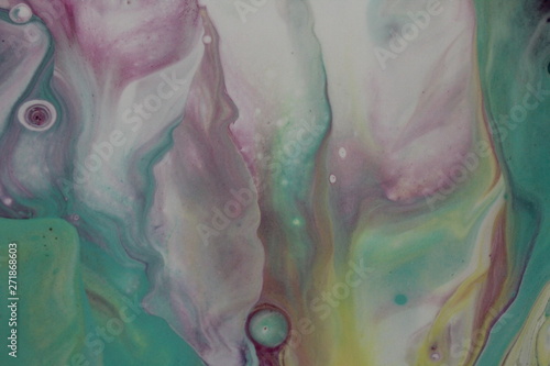 Closeup On An Abstract Acrylic Pour Painting That Is Done In