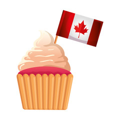 Sticker - canadian flag with sweet cupcake