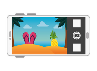 Wall Mural - smartphone with summer beach scene