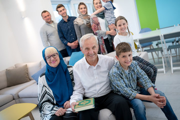 Wall Mural - portrait of happy modern muslim family