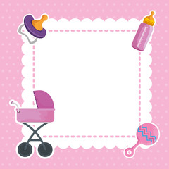 Canvas Print - postcard with baby shower set icons