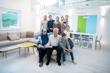 Wall Mural - portrait of happy modern muslim family